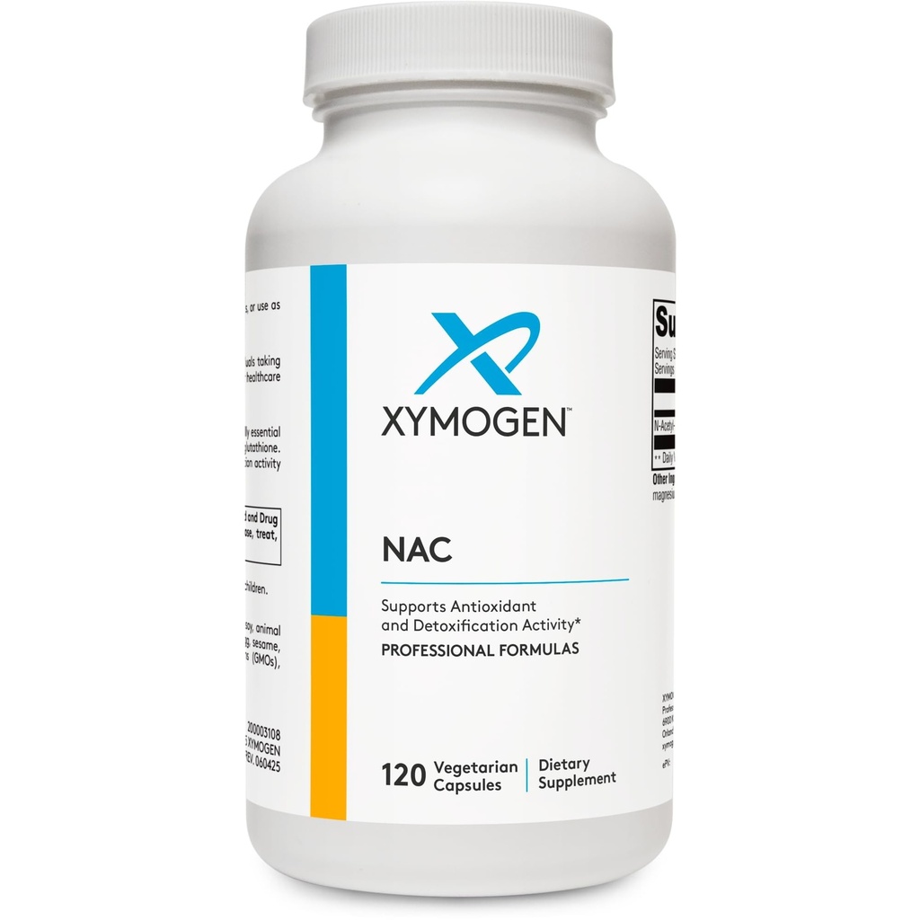 XYMOGEN NAC N-Acetyl-Cysteine 600mg - Cardiovaskulær, Antioksidant, Liver Detox + Immune Support Supplement - støtter glutationsyntese - Ikke-GMO NAC Supplement (120 kapsler)
