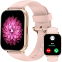 RUIMEN Smart Klokker for menn Kvinner (Svar/Make-samtaler, 2 band inkludert), 1.8" Smartwatch for iOS/Android-telefoner, Fitness Tracker Heart Rate/Sleep Monitor Digital Watch Vanntett Pink