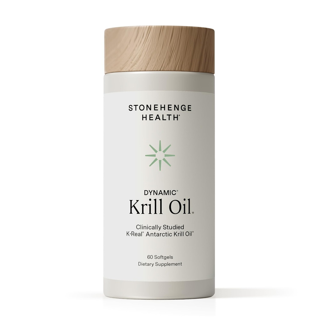 Stonehenge Health Dynamic Krill Oil 1600mg – Triple Strength Antarctic Omega-3 Supplement med EPA, DHA, Fosfolipider og 2mg Astaxanthin – Støtter hjerte, hjerne, hud, ledd og øye helse – 60 Softgels