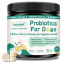 Probiotika for hund Digestive Helse, Hundeprobiotika og Digestive Enzymer, Prebiotika, Omega-3 og 6 og vitamin for hunder, 6 milliarder CFU for Gut Helse og immunstøtte, 120 Chews