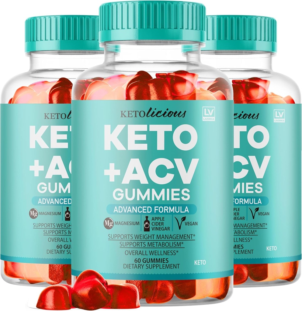 (3 Pack) Ketolicious Keto ACV Gummies, Ketolious Gummys Advanced Formula 1050MG, All Natural Premium Plus Apple Cider Vinegar Gummy Maksimal styrke Gomitas anmeldelser, 180 Gummies i 3 måneder