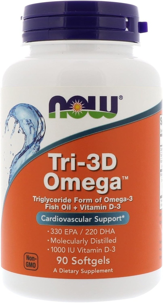 Nå Mat Nå Matvarer, (3 Pakke) Tri-3D Omega, 330 EPA/220 DHA, 90 Softgels