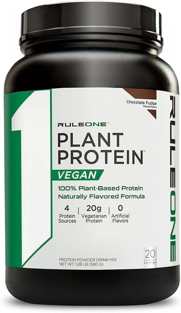 Regel 1 R1 Planteprotein, sjokoladefudge - 1,28 lbs pulver - 20g Vegansk protein + naturlig forekommende aminosyrer - 20 serveringer