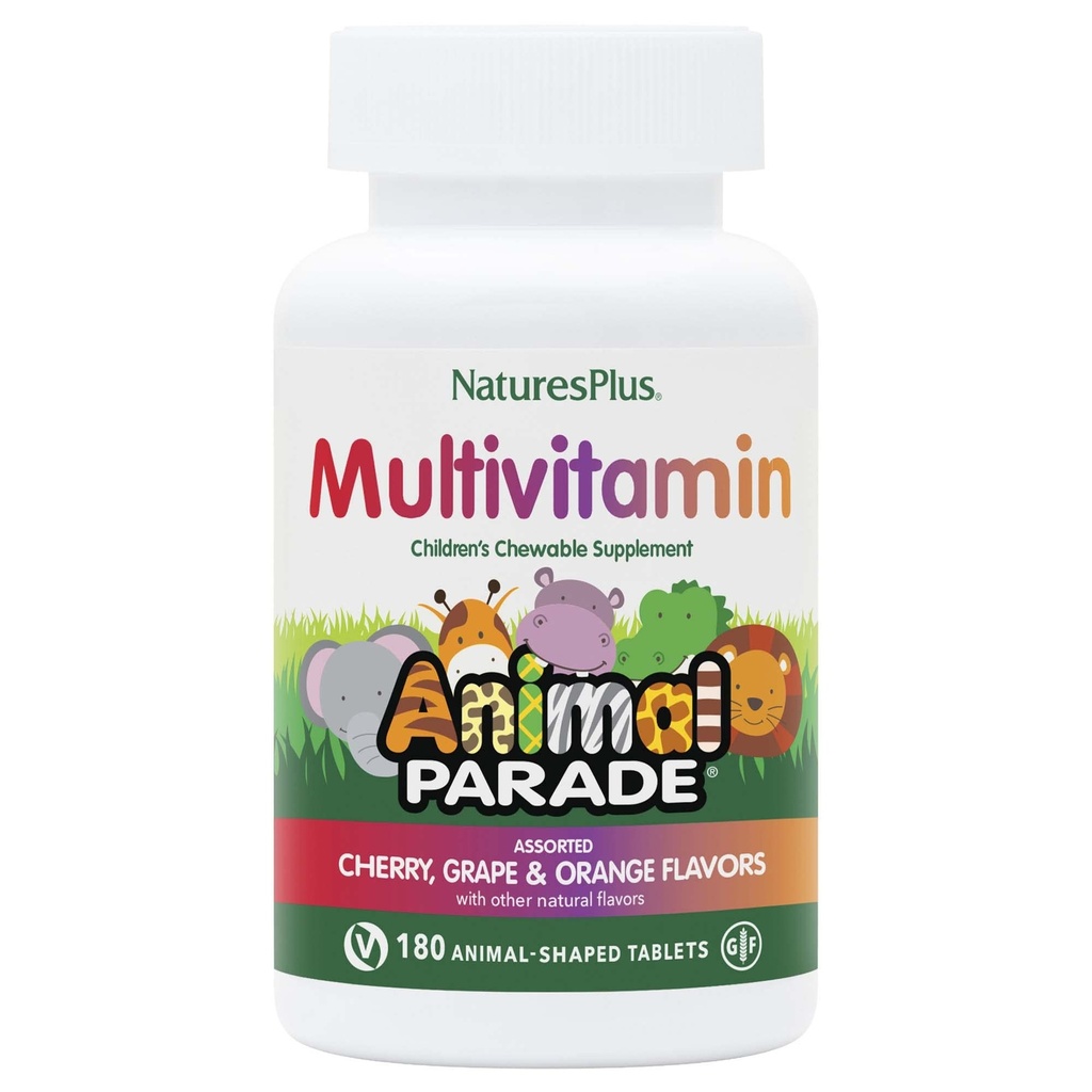 NaturesPlus Animal Parade Barn Chewable Multivitamin - 180 Animal-Shapede Tabletter - Naturlige Assorterte Flavors - Vegetarisk, Glutenfri - 90 Serveringer