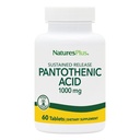 NaturesPlus Pantothenic Acid, frigjøring - 1000 mg, 60 tabletter - høy potens Vitamin B5 Supplement - Vegetarisk, Glutenfri - 60 Serveringer