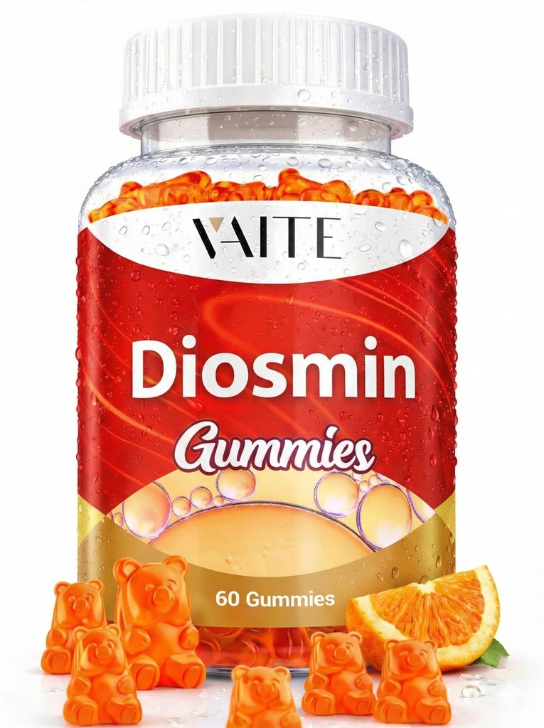 VAITE Diosmin 1000mg - Vein støttetilskudd for varicose vener - Lege Helse Supplement Formula Venous Optimizer, Citrus Bioflavonoider, hjelper til å sirkulere for ben, Chews Gummy, 60 Vegan Gummies