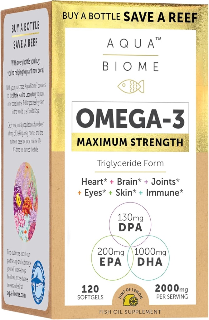 Enzymedica Maksimal styrke høy styrke fisk olje, EPA DHA Omega 3 Supplement | Burpless, 120 Softgels