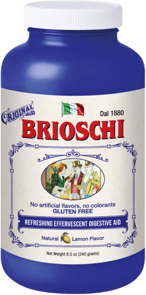 Brioschi Italiensk Lemon Flavored Effervescent Heartburn, Upset Mage, Acid Indigestion, 8,5 oz flaske