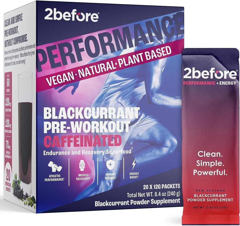 2 før alle naturlige vegansk pre trening, med 120 mg koffein jeg ren energi, utholdenhet, gjenoppretting jeg pre trening kvinner og menn jeg 20 x individuelle pakker jeg informert idrettssertifisert I Blackcurrant