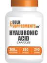 BulkSupplements.com Hyaluronsyre Capsules - Hyaluronsyre Supplements, Hyaluronsyre 200mg - Ren & Glutenfri, 1 Kapsel per servering, 240 Count (Pack of 1)