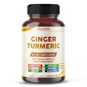 Ultra Ginger & Turmeric Aids Digestion & Støtter hjertehelse - Inkluderer Cayenne Pepper, sitron Balm, kanel, peppermynte, grønn te - laget i USA- 150 kapsler