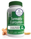 Helse Thru Nutrition Turmeric Curcumin Complex 500mg Supplement | som BCM-95 Curcugreen klinisk studert | Vegan sertifisert (pakke på 120)