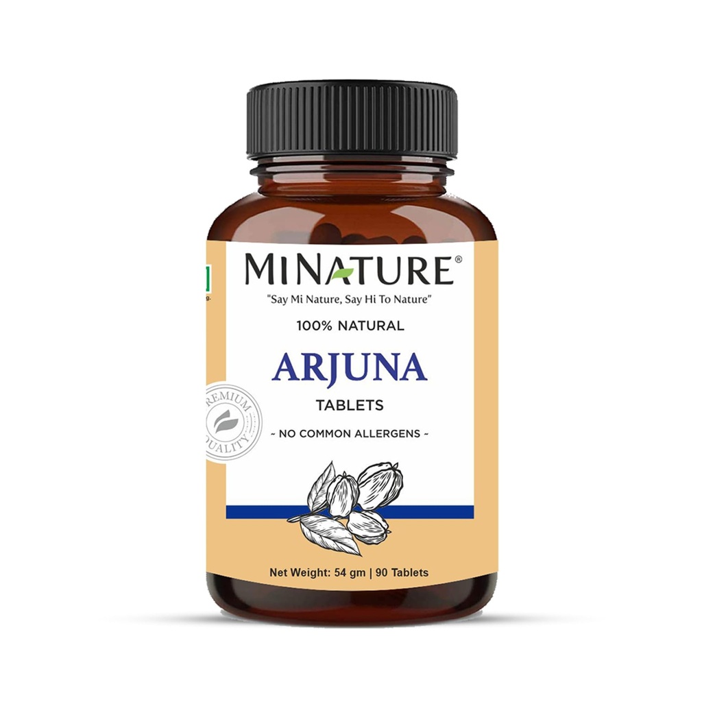 Arjuna Tabletter fra mi Nature -90 Tabletter, 1000mg | 45 dagers forsyning | 100% naturlig Arjuna Tablett | Arjun bark | Saraca Indica | fra India