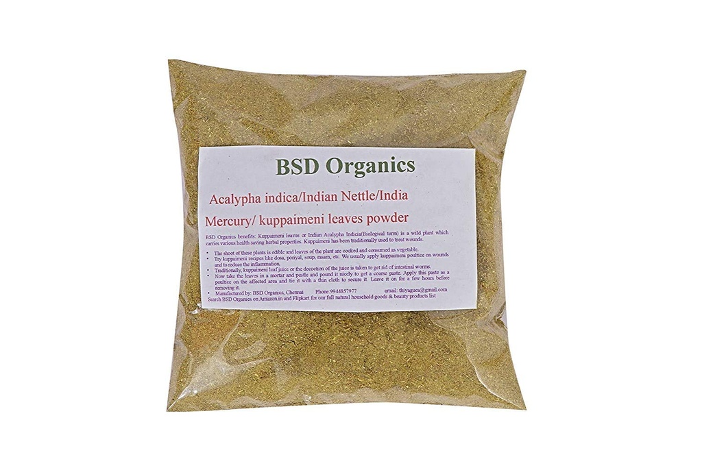 BSD ORGANICS etterlater pulver av Acalypha indica/Indian Nettle/Indisk Merkur/Indisk Copperleaf/kuppaimeni (50 gram / 1,7 Ounce)