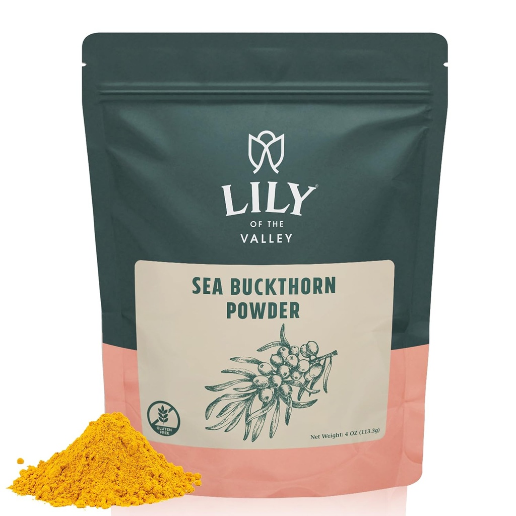 Lily of the Valley Sea Buckthorn pulver - Rhamnus Cathartica - Ingen tilsatt sukker - Tart Berry smak - Vegan & Glutenfri - pakket i forseglbar Pouch (4oz, 113g)