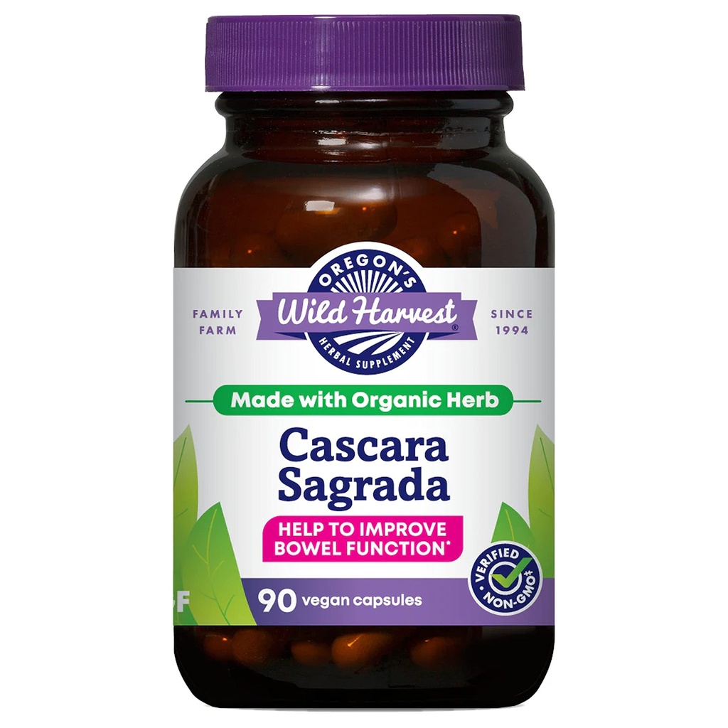 Oregon's Wild Harvest Cascara Sagrada Capsules - Økologisk Herbal Naturlig Laxativ for kortvarming relief