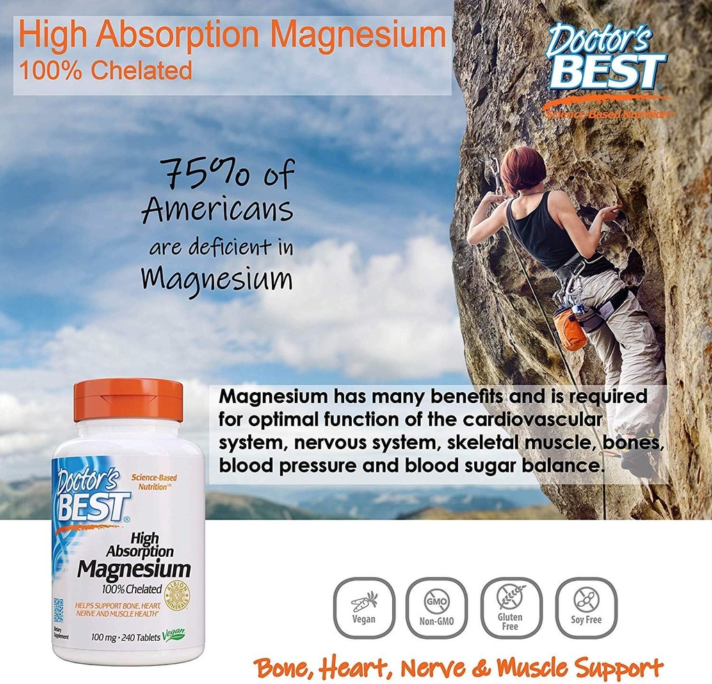 Høy absorpsjon Magnesium Glycinate Lysinat FamilyValue 2Pack (240 Tabletter) XOX#Doctors