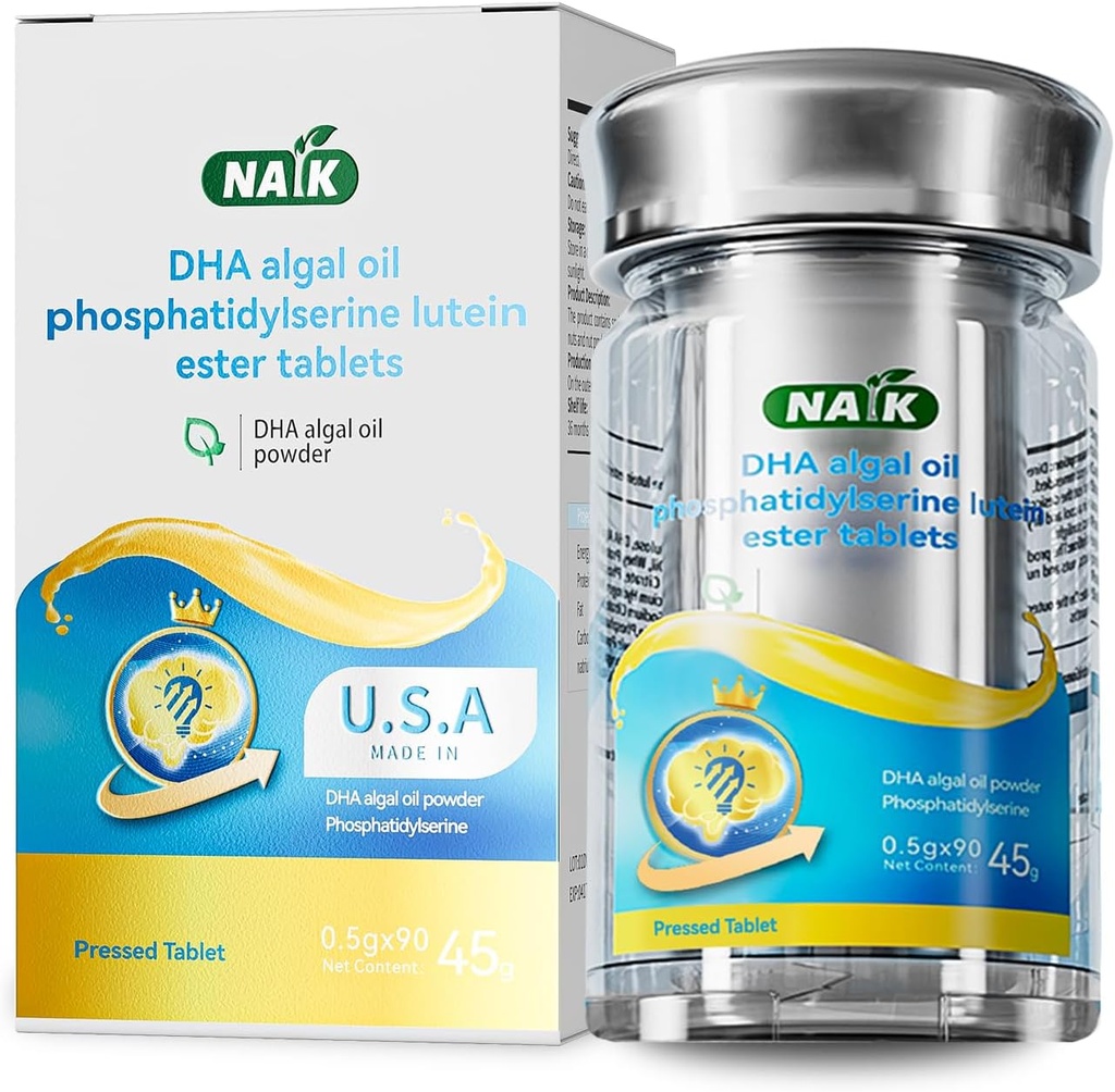NAIK United States DHA algal oljenervonsyre phosphatidylserine toner hjernen forbedrer hukommelse Omega-3 Brain Gold Student Tenåring voksen videregående skole student barn studie eksamen