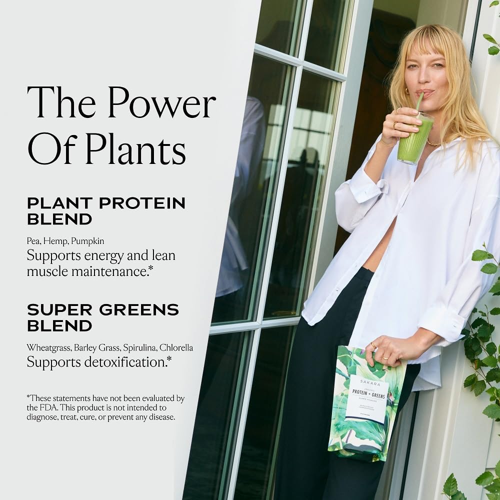 SAKARA Super Powder Bundle - Protein + Grønner Organisk Protein pulver, Metabolisme Super pulver, & Prebiotiske Fiber pulver