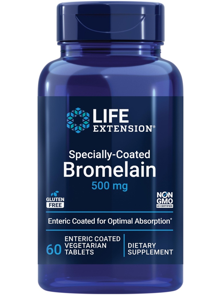 Livsforlengelse Spesielt koated Bromelain, Pineapple Extract, Felles Helse, Felleskomfort, Vegetarisk, Glutenfri, Ikke-GMO, 500 mg, 60 enterisk-koated tabletter