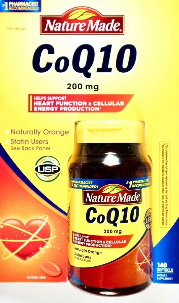 Natur laget coq10 200 mg, naturlig oransje, verdistørrelse,140 grev softgels