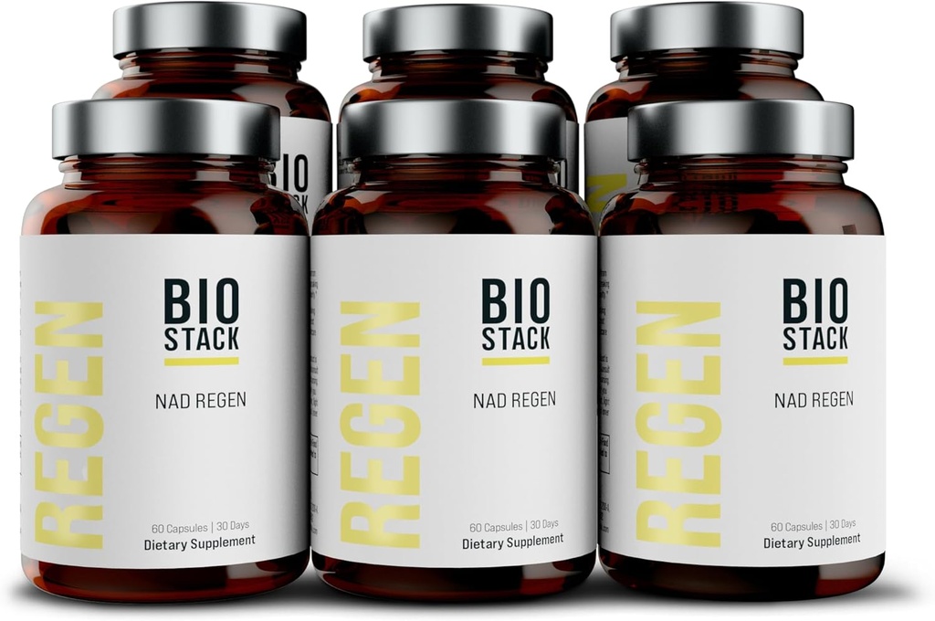 BIOSTACK NAD Regen - Avansert NAD+ Supplement med NAD3, Yüth Spermidine, Resveratrol, Niacinamid ® NMNH Alternative ® Anti Aging, Longevity & Cellular Health, Vitamin B3 Complex (360 kapsler)