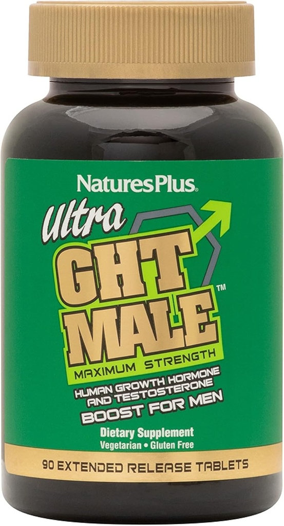 NaturesPlus Ultra GHT Mann - 90 Extended Release Tabletter - Maksimal styrke naturlig menneskelig veksthormon Boost - Glutenfri - 30 Services