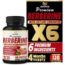 BMVINVOL 6in1 Berberine Supplement med ceylon cinnamon, tumerisk rot, melk tistel, artichoke, svart pepper -120 kapsler for 4 måneders forsyning