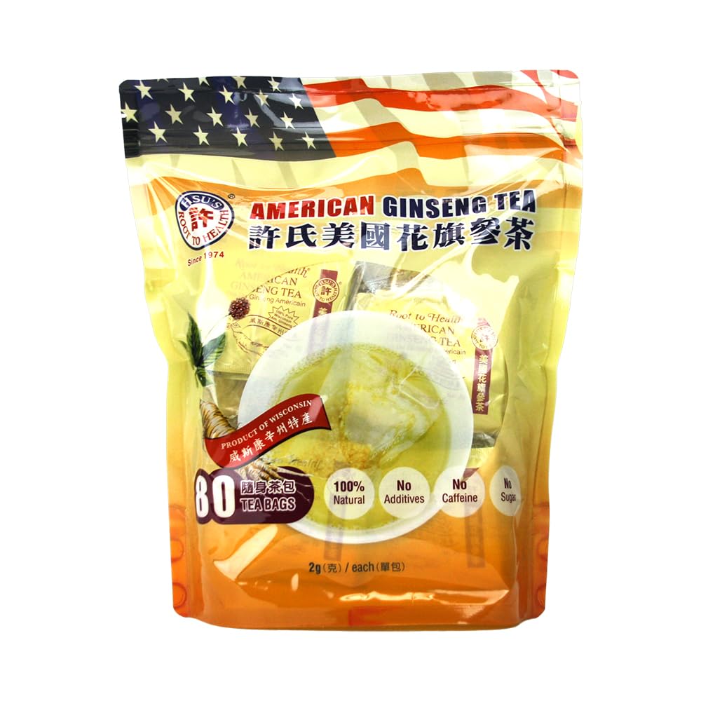 SKU 1024 Hsu Amerikansk Ginseng Tea Bags 80 ct Wisconsin USA | 许氏花旗 参 参
