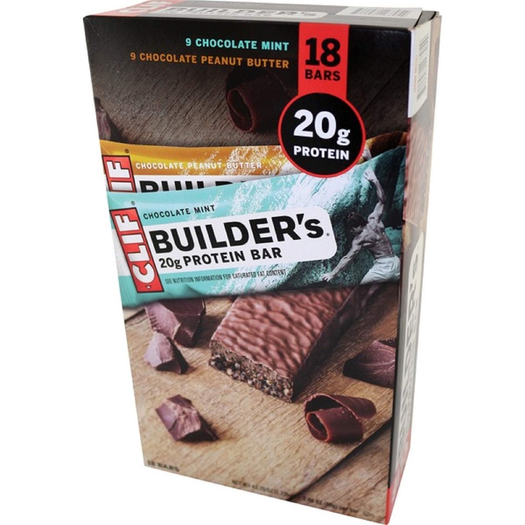 Clif Builder sjokoladeprotein Bar, 2,4 oz., 18 Bars/Box (220-00543)