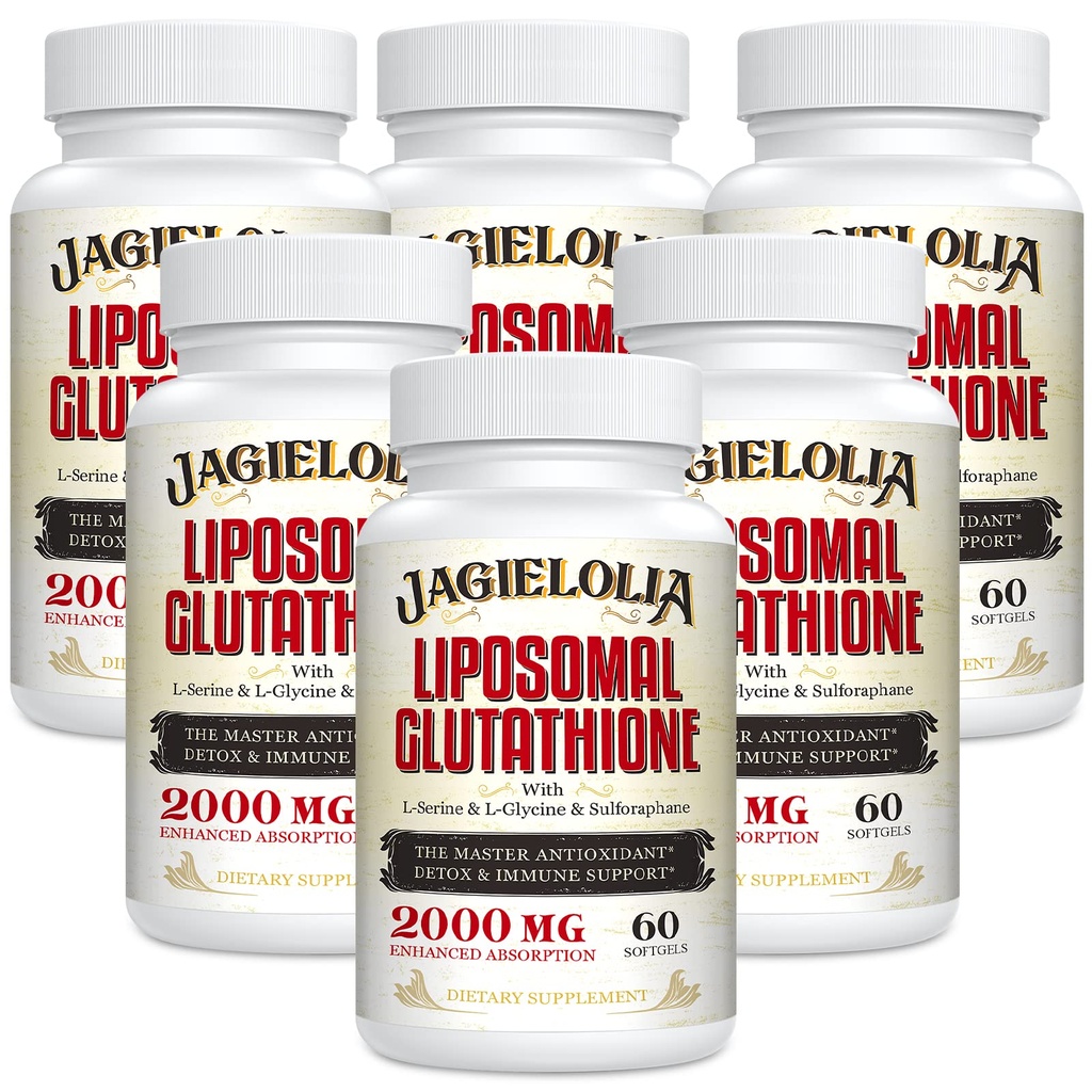 Liposomal Glutation 2000 mg med L-Serin, L-Glycine & Sulforaphane - Aktiv L-Glutation Unik formulering for å forbedre absorpsjon - Master Antioksidant, Detoksifisering & Immune ® 360 Softgels
