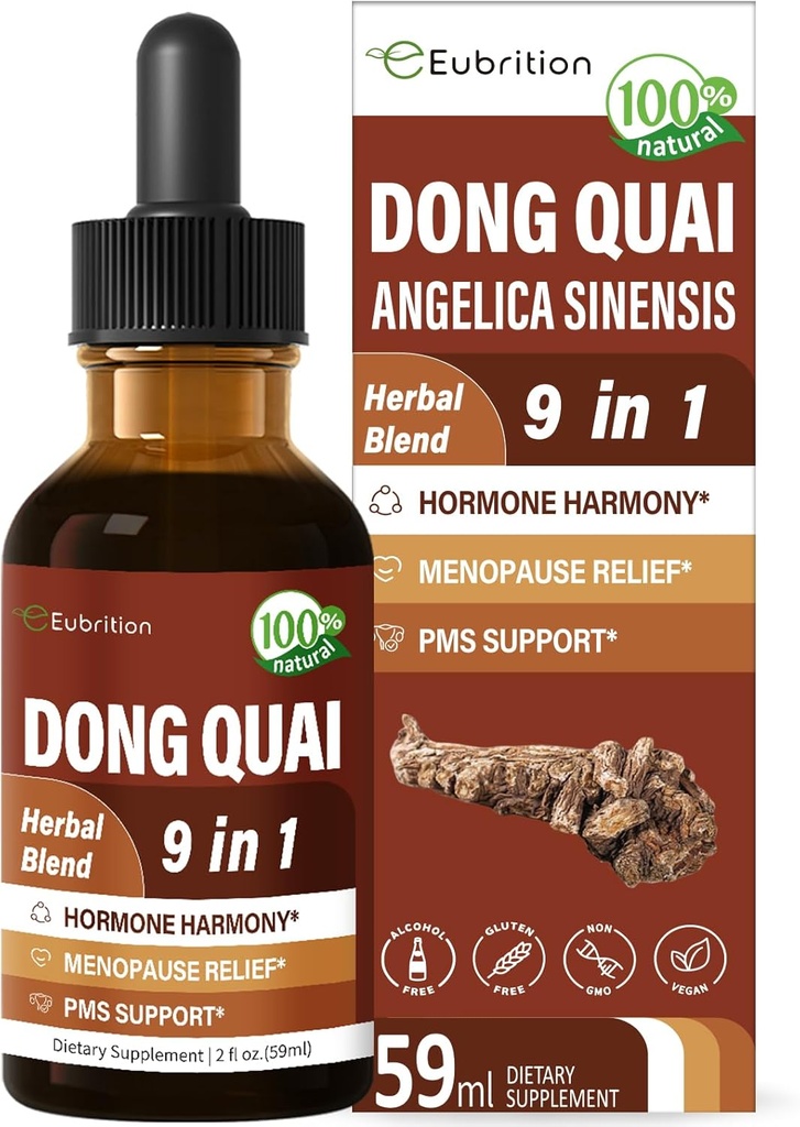 Herbal Tinktur, ekstrakt med Dong Quai, for hormon Harmony, Menopause Relief & PMS støtte. 6 oz-(Apple Flavor)
