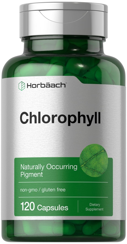 Horbäach Klorofyll Kapsler | 120 greve | Ikke-GMO og Glutenfri Supplement | naturlig forekommende Pigment