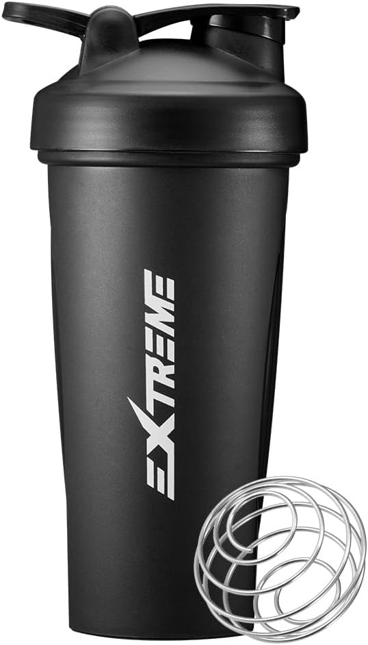 EXTREME klassisk Shaker flaske med Wire Whisk, Perfekt for proteinshake og pre trening, Leak Proof Shaker Cups, BPA Gratis, Oppvaskmaskin trygt, 24 Ounce, svart
