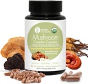 Herbal Treasure 4 i 1 Mushroom Complex Supplement, Adaptogens med Lions Mane, Reishi, Chaga og Cordyceps Mushroom Blend, Organic Mushroom Supplement Extract 90 Caps