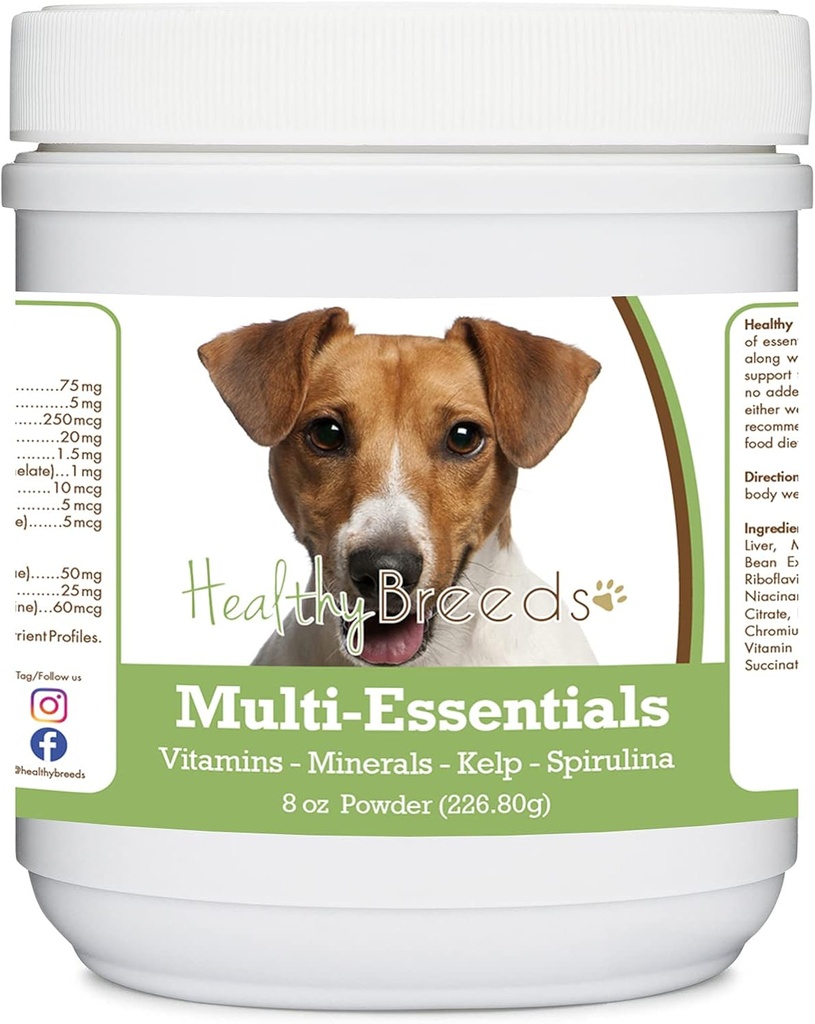Sunn avl Jack Russell Terrier Multi-Esentials pulver for hunder - et ideelt tillegg av vitaminer, mineraler og antioksidanter for hunden din - 8 oz