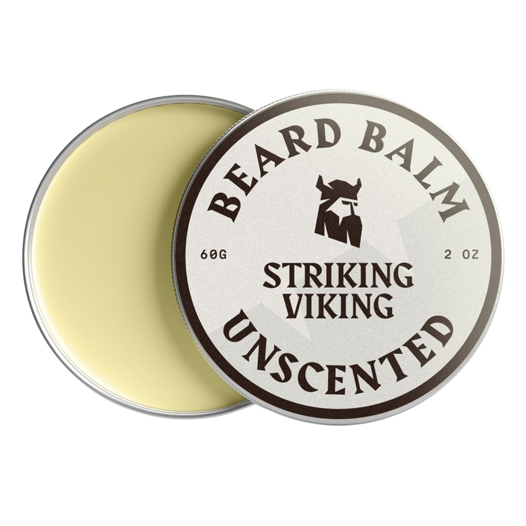 Strikke Viking Beard Balm for menn - Leave i Beard Conditioner - Styling Balm laget med naturlig avledet Beard Butter, Argan & Jojoba oljer (2 Ounce (pakke med 1), uscented)