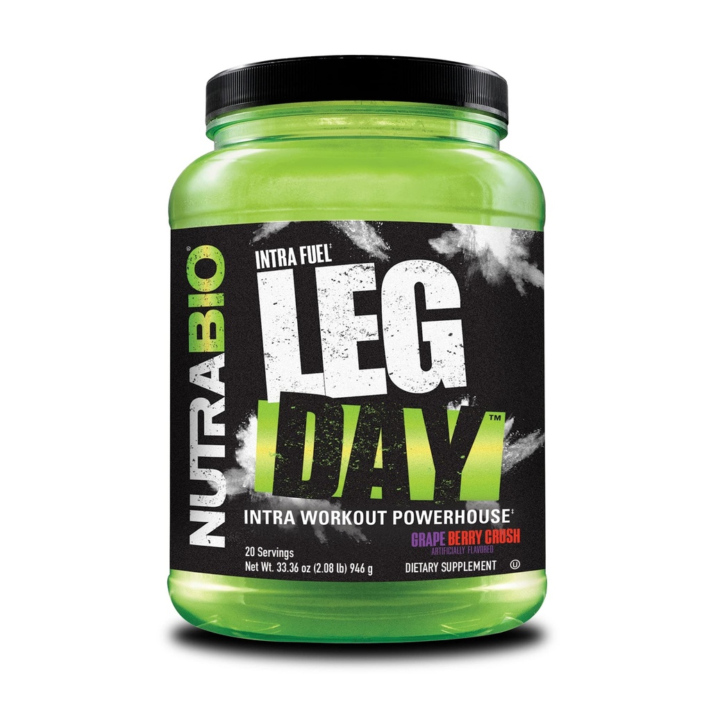 NutraBio Leg Day Intra Workout pulver - Avansert karbohydrat Supplement med Cluster Dextrin & Electrolytes - Carb pulver med EAAS / BCAA - syklisk Dextrin for ytelse - Grape Berry, 20 serveringer
