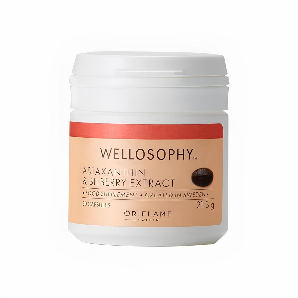 WELLOSOPHY- velvære ved oriflame Astaxanthin & Bilbær ekstrakt 30 kapsler
