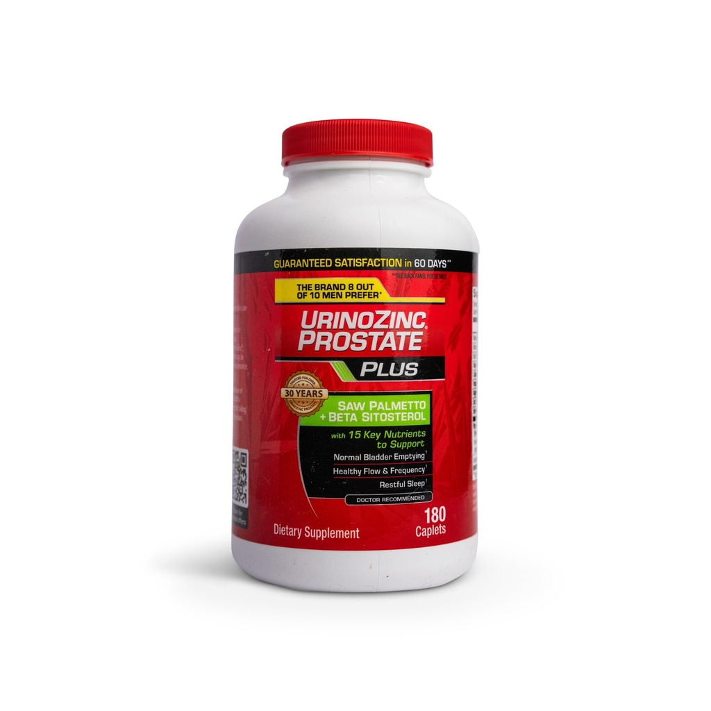 Urinozinc Plus - Prostata Supplement med Beta Sitosterol & Sag Palmetto - Redusere hyppige urinasjon bekymringer og støtte prostate helse, 180 Caplets