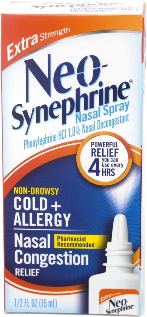 Neo-Synephrine Nasal Spray, Ekstra styrke formel, 0,50 Ounces hver (verdipakke med 3)