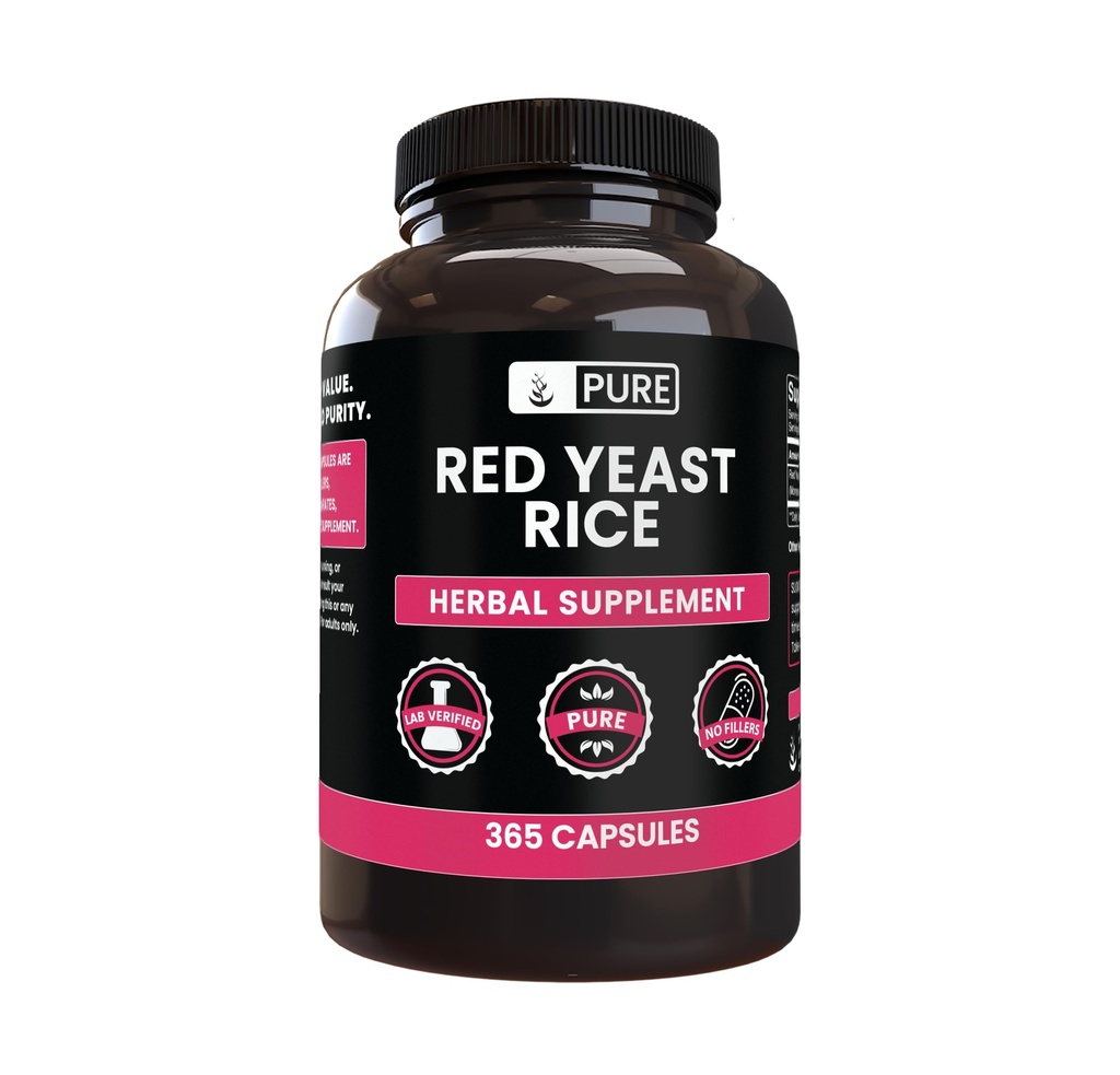 PURE ORIGINAL INGREDIENTS Rød Yeast Rice (365 kapsler) Ingen magnesium eller ris fyllstoffer, alltid ren, Lab verifisert