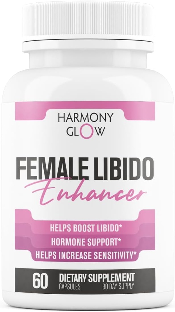 Harmony GIow: Ny Libido Booster for kvinner | Boost Desire, Mood, Energi, Følsomhet | Tribulus, Muira Puama + 12 Mer Ultra Dosert Kraftige ingredienser | Naturlig og trygt tredjepart testet - 60 Kapsler