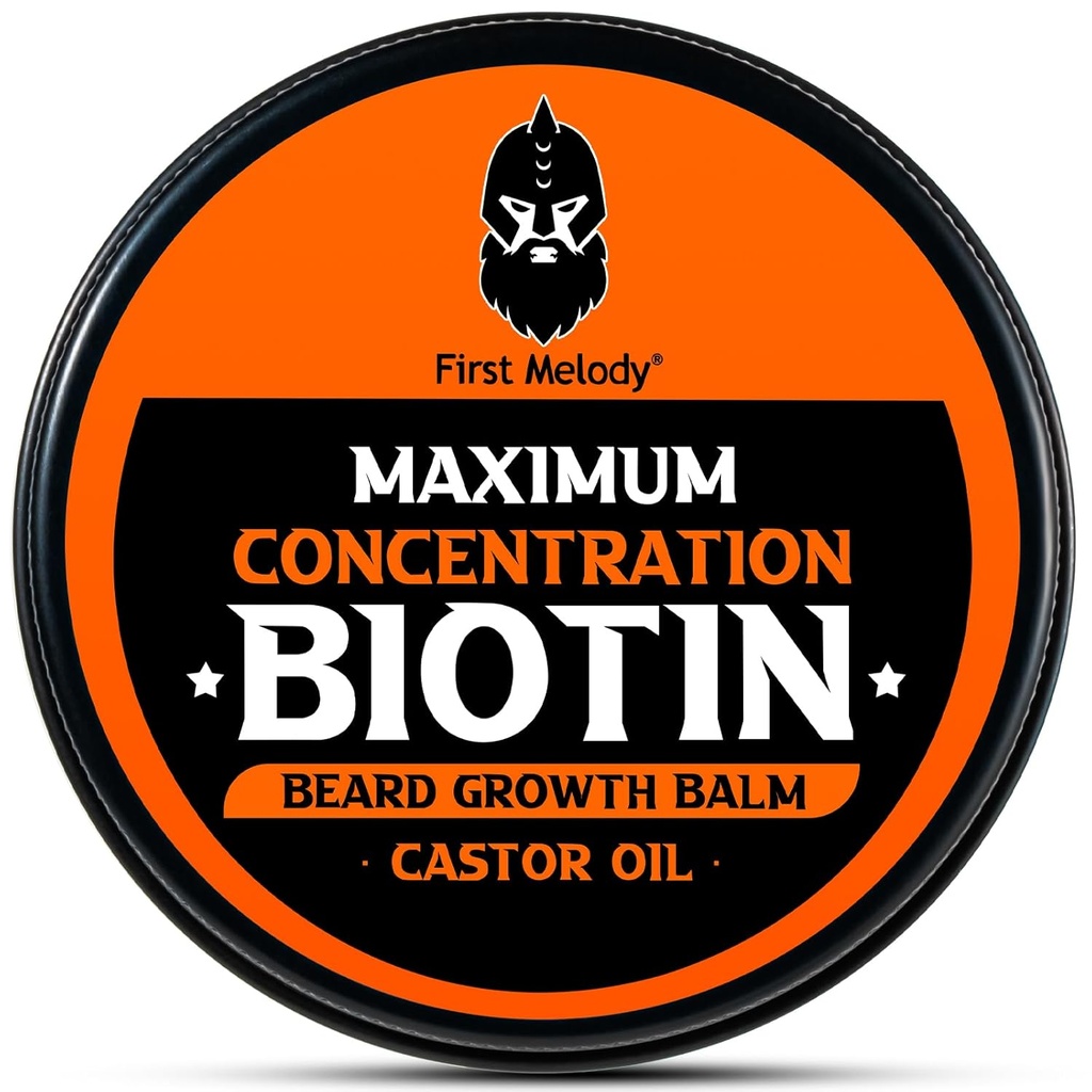 Beard Balm, 2X Konsentrasjon Biotin, med Castor Olje og Argan & Jojoba oljer, fremmer beard vekst, stiler, styrker og mykere Beards & Mustaches, 2 Ounce