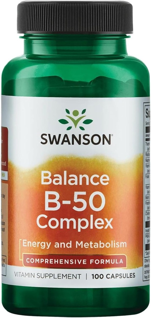 Swanson B-50 Complex - vitamin Supplement Fremme energi og metabolisme støtte - kan støtte hjerte helse, minne og støtte - (100 kapsler)