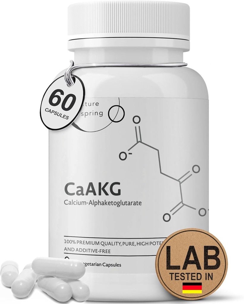 CaAKG Supplement (Alfa Ketoglutarate) (1 000 mg per 2 kapsler servering, 60 kapsler). Støtter celleenergi