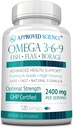 Godkjent vitenskap Omega 3-6--9-2400mg daglig blanding av fisk, flaksfrø, og boreoljer med vitamin E - wellness støtte - ikke-GMO, Merkur-fri - 120 Softgels - 2 måneders forsyning