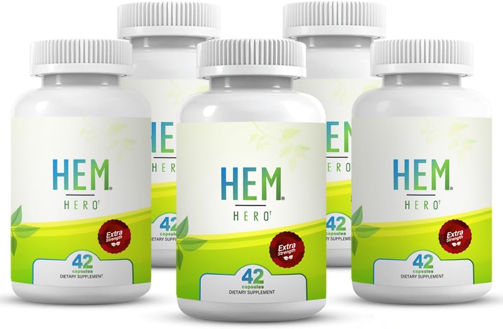 Hem Hero® ekstra styrke hemorroide behandling - Redusere hevelse, Soothe kløe og irritation - - 42 kapsler - (5-Pack)