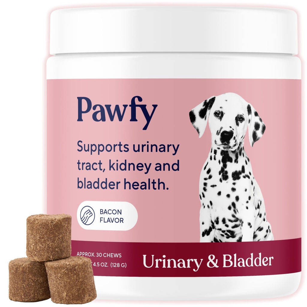 Pawfy Dog UTI Supplement | Cranberry & D-Mannose for Urinal Tract & Bladder Helse | Ideell for eldre hunder | Urinal Tract Infeksjonskontroll | Hundevitaminer og kosttilskudd - 30 Chews
