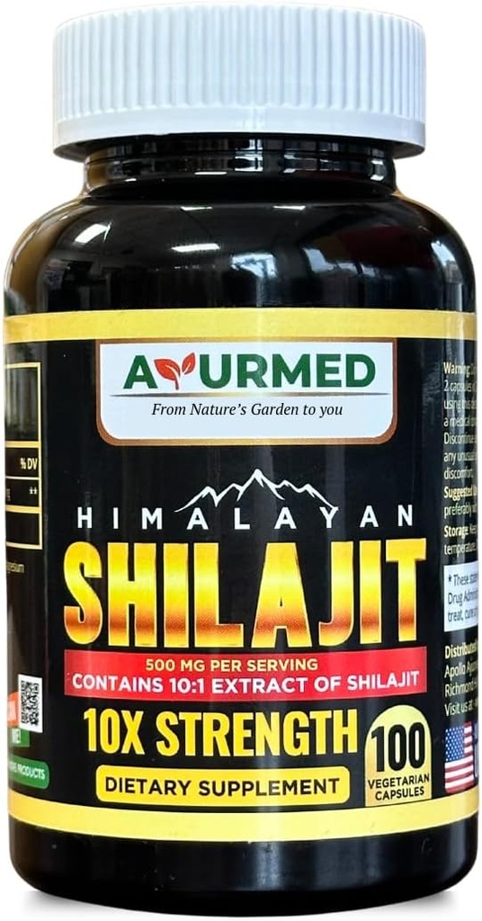 Pure Organic Himalayan Shilajit Kapsler (Shilajeet) for menn og kvinner - 5000 mg Ekvivalent - Naturlig energi & Stamina Booster - 100 Veg Kapsler | Laget i USA - Fulvic Mineral Supplement